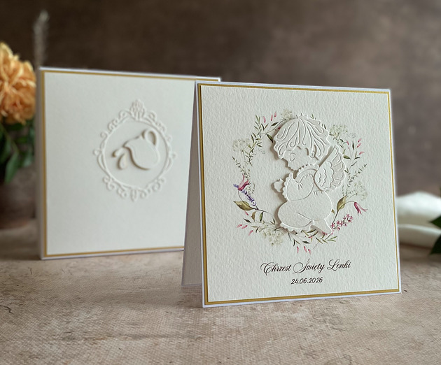 kartki, zaproszenia na chrzest Kartka na chrzest z pudełkiem i kopertą, 49B