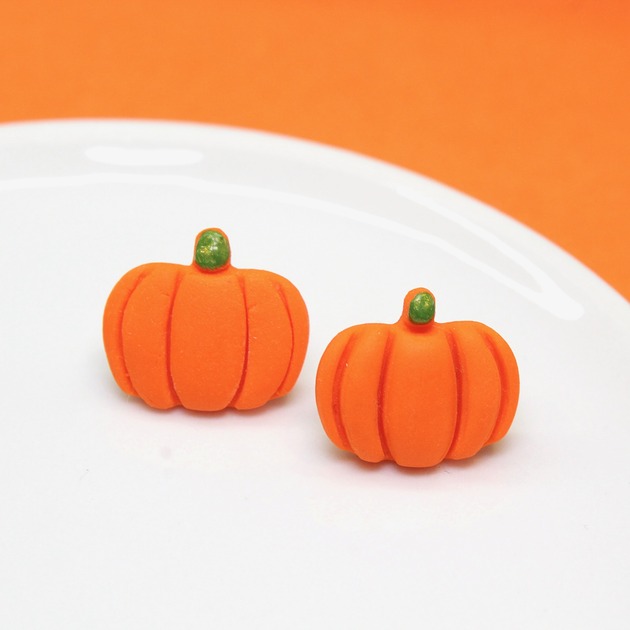 kolczyki z masy plastycznej JESIENIARA kolczyki pomarańczowe dynie