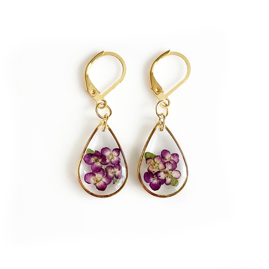 kolczyki z żywicy Kolczyki ze smagliczką, prezent dla kobiety