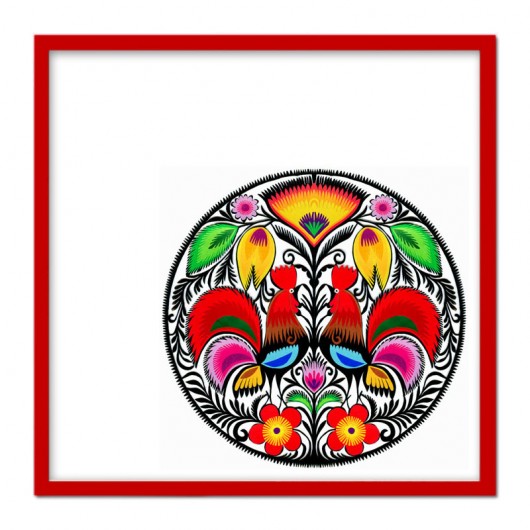 asymetryczna symetria_ Roosters Art Papercut  na ludowo