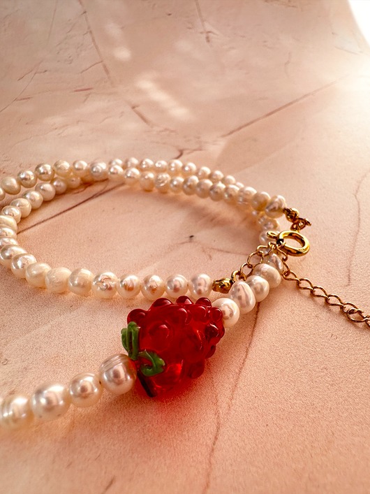 chokery Choker Truskawkowe Perły