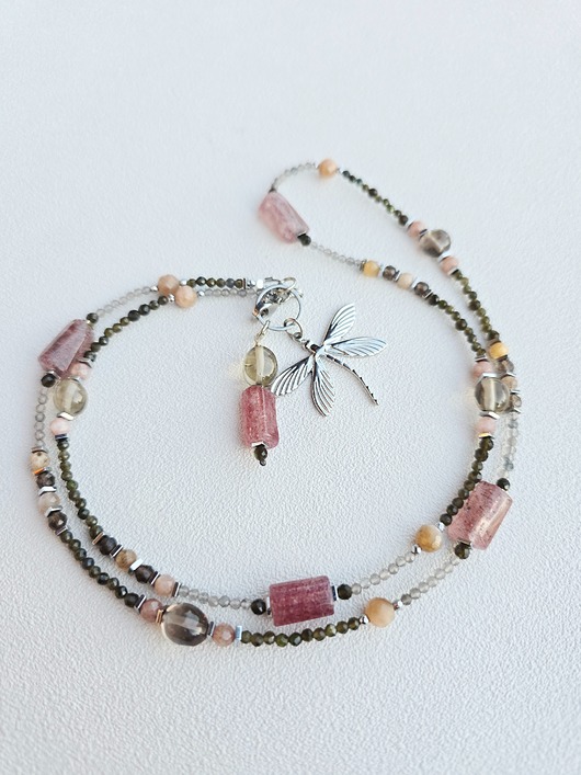 wisiory Długi Naszyjnik Wisior z Ważką