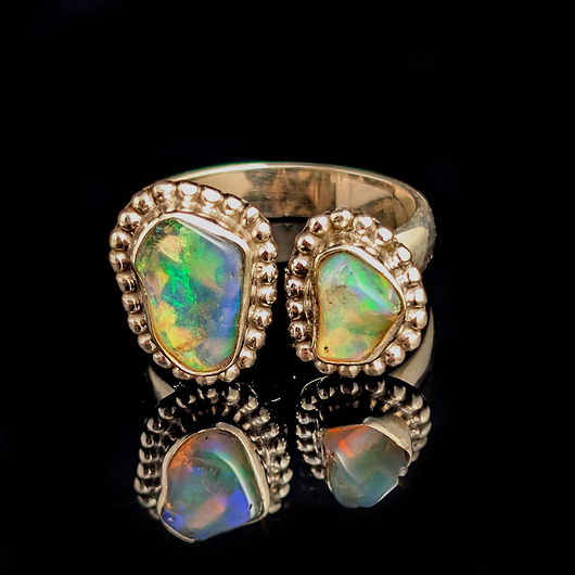pierścionki srebrne Pierścionek gemini- retro opale