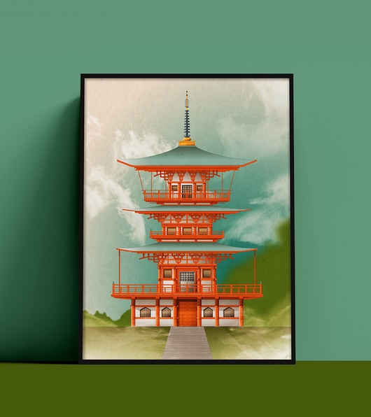 plakaty Plakat Pagoda Świątyni Seiganto-ji w Natchikatsuuri ,Japonia