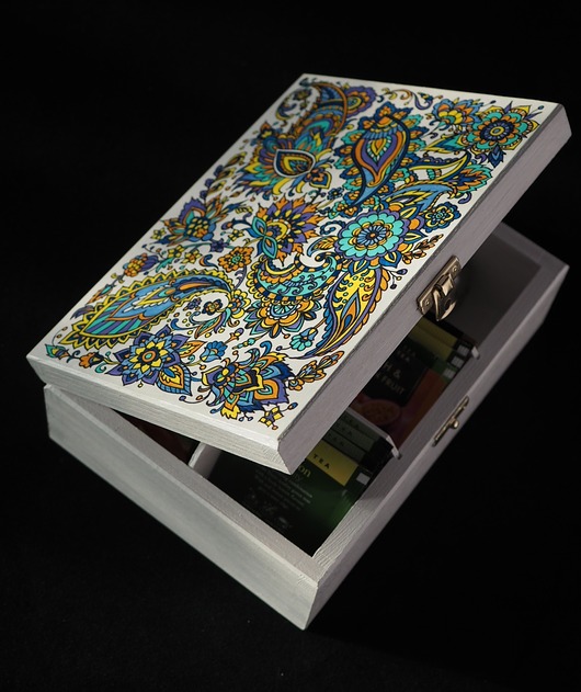 pojemniki na biżuterię Pudełko na herbatę, szkatułka, herbaciarka z herbatą PAISLEY