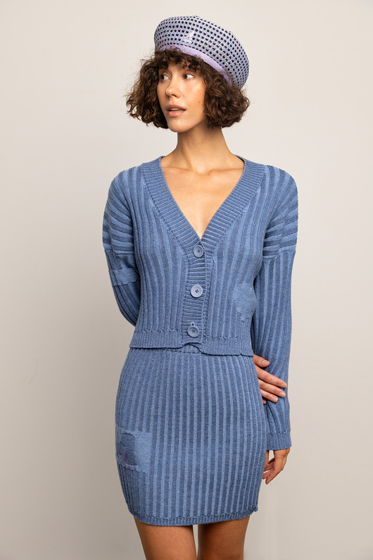kardigany damskie Kardigan LOVE LINES mini denim