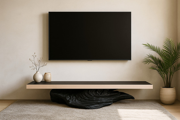 stoliki kawowe Ława drewniana, półka pod TV