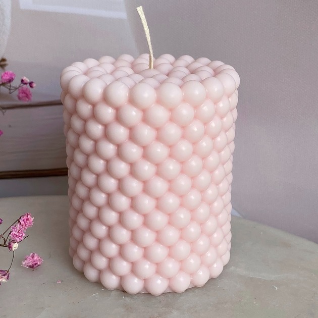 świeczniki i świece Świeca sojowa dekoracyjna ekologiczna "Bubbles" 60x75mm różowa