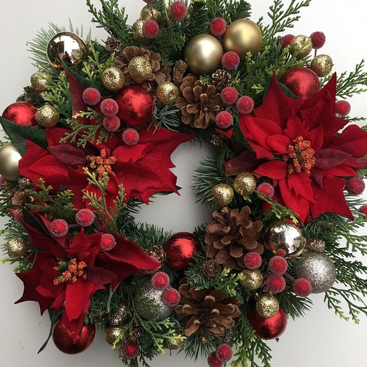 wianek bożonarodzeniowy czerwona poinsettia EsyFloresy