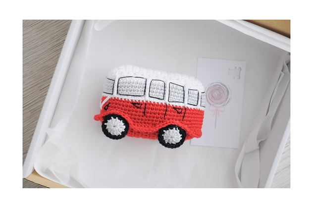 przytulanki dla niemowląt i dzieci Minivan  - czerwony/popiel