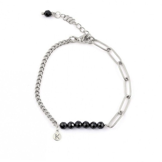 bransoletki z kamieni naturalnych Bestseller! Bransoletka z czarnym Turmalinem Srebrna stal szlachetna