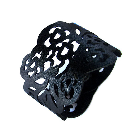 bransoletki skórzane Bransoletka skórzana- Rose - czarna