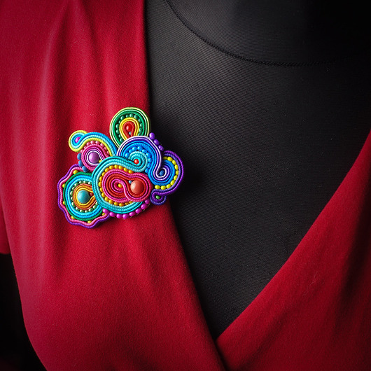 broszki Kolorowa broszka soutache