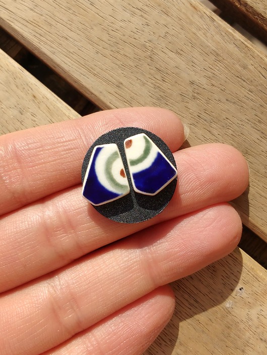 Kolczyki ceramiczne Bolesławiec biżuteria z talerzy