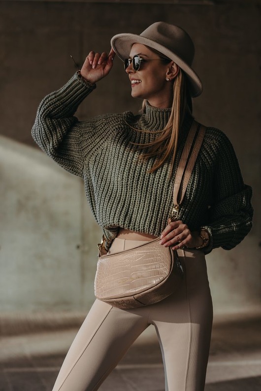 torby na ramię Torebka Skórzana ABI M nude CroCo GOLD
