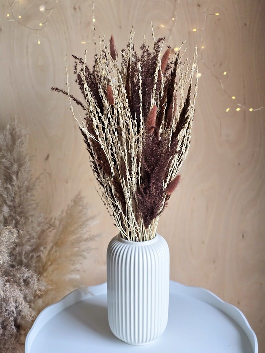 dodatki - różne Bukiet boho z suszonych kwiatów kremowo-brązowy