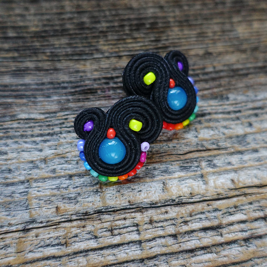 kolczyki soutache Kolorowe Lentinki- kolczyki soutache