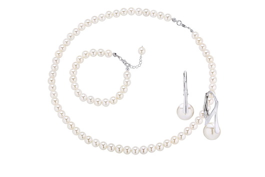 3-częściowy komplet pereł białych ze srebrem Coccola JEWELLERY