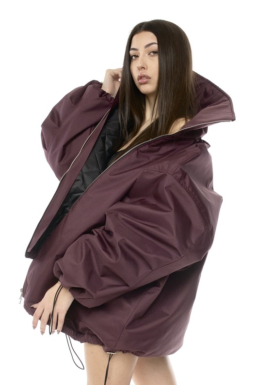 kurtki damskie Kurtka typu bomber oversize burgundowy