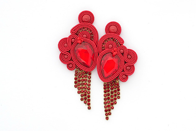 kolczyki soutache Czerwone kolczyki soutache