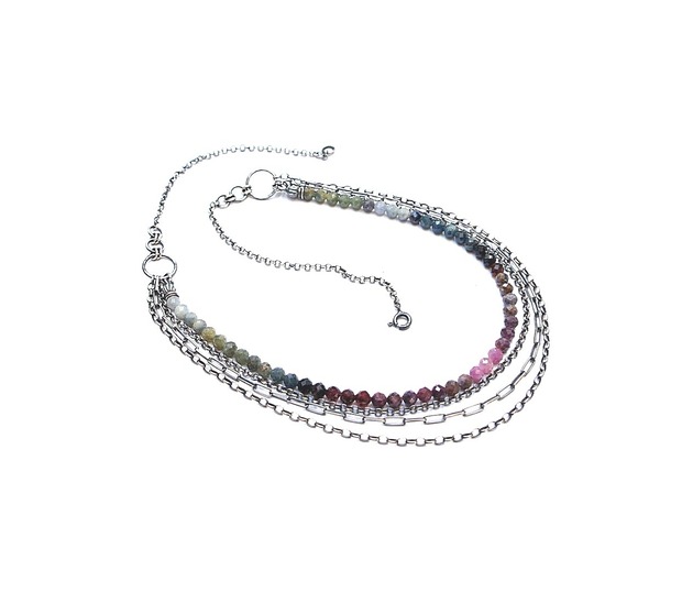 srebrne naszyjniki Szafirowa kaskada  vol. 2 -   naszyjnik