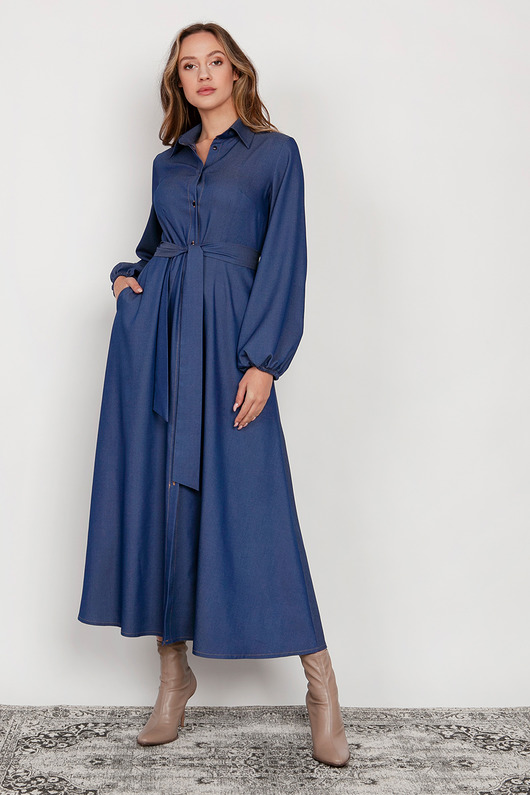 sukienki maxi damskie Sukienka maxi na guziki - SUK204 jeans