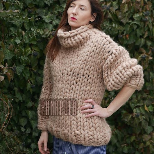 swetry damskie  100% wełna Sweter na drutach oversize