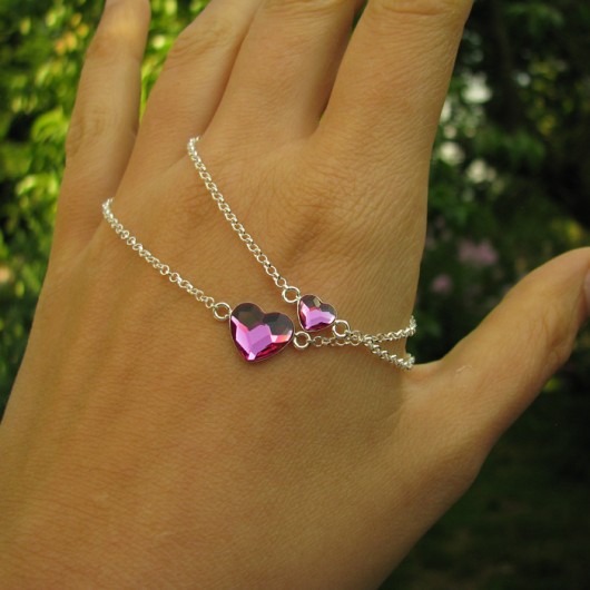 Bransoletka z fuksjowym serduszkiem kryształ Swarovski Marisella