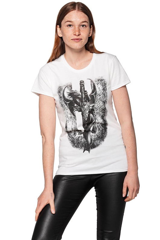 t-shirt damskie T-shirt damski UNDERWORLD Dragon biały