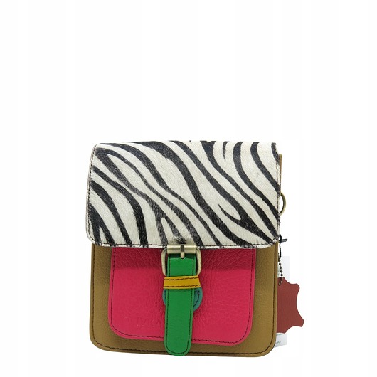 torby na ramię Torebka damska listonoszka kolorowa ze skrawków skórzana eko OLIVKA