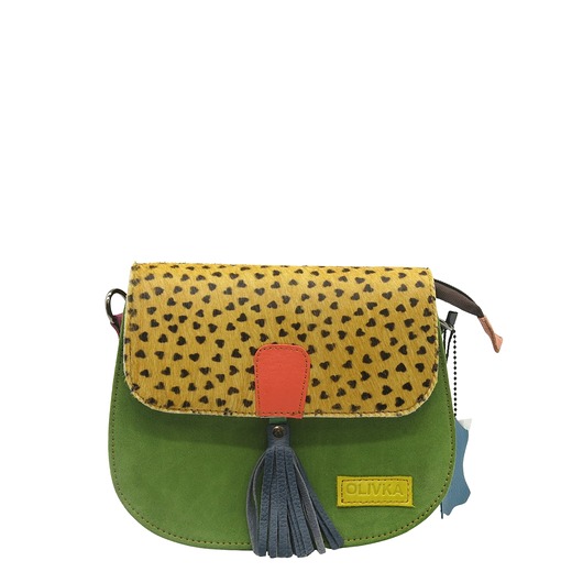 torby na ramię Torebka listonoszka zamszowa damska regulowany pasek kolorowa OLIVKA