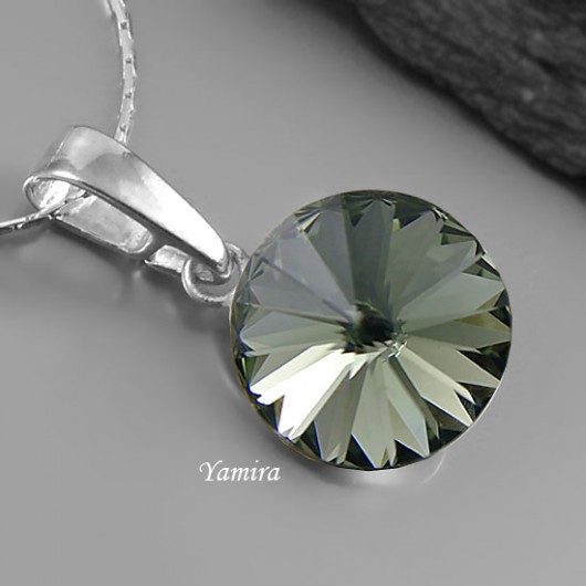 wisiorek - kryształ Swarovski Rivoli Black Diamond 12mm yamira