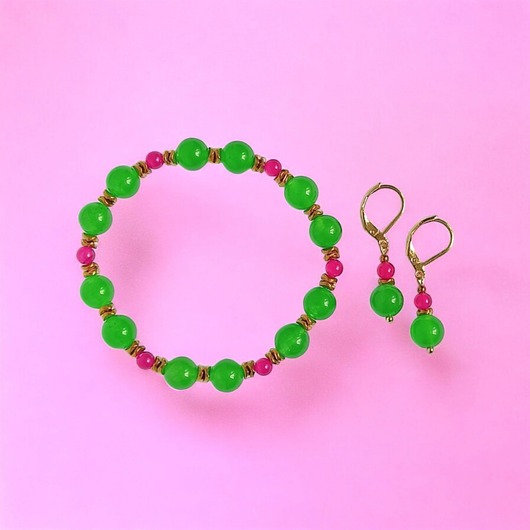 komplet biżuterii RAZEM TANIEJ! summer collection : bransoletka i kolczyki : jadeit III