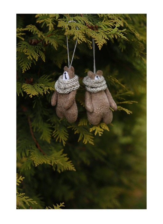 dekoracje świąteczne Misie zawieszki na choinkę komplet