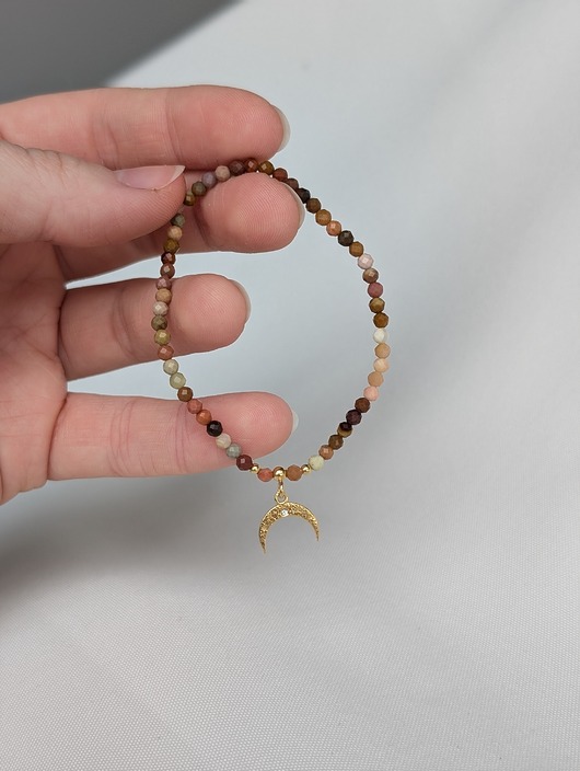 bransoletki z kamieni naturalnych Agat alashan - bransoletka kolorach ziemi, złota i pustyni