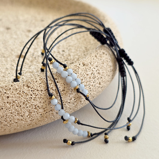 bransoletki z kamieni naturalnych Bransoletka na sznurku angelit i hematyt