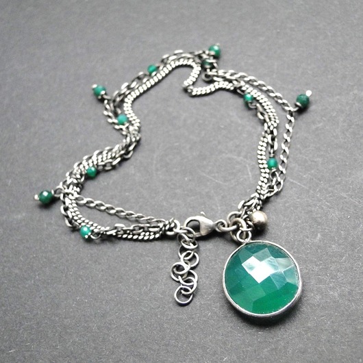 bransoletki srebrne Bransoleta szmaragdowa