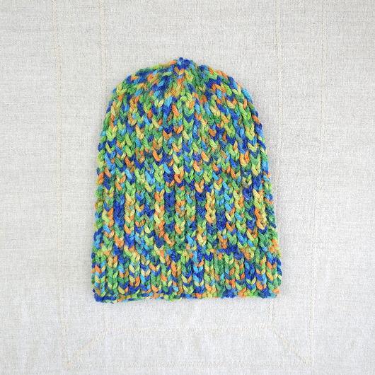 czapki damskie 6924 Wielokolorowa, Ręcznie Robiona Czapka Zimowa w Żywe Barwy