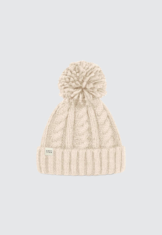 czapki damskie Czapka beanie w warkoczowy splot kremowa