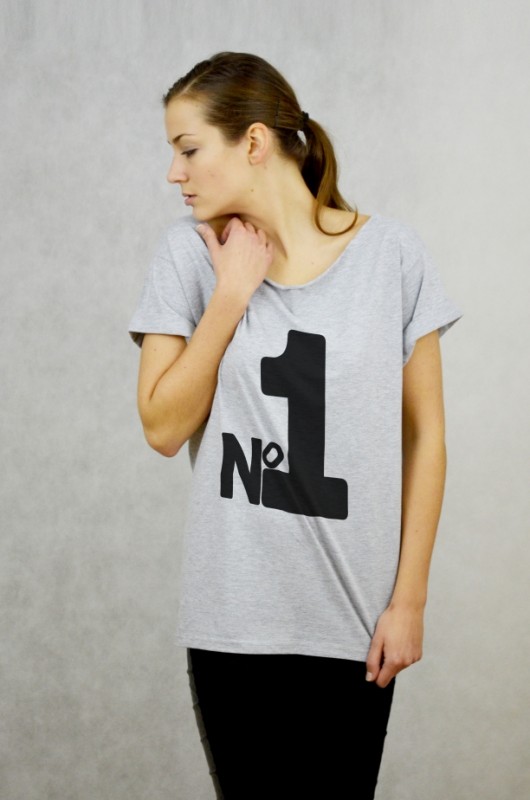 NUMBER ONE - Koszulka Oversize szeroki dekolt T- GAU great as You