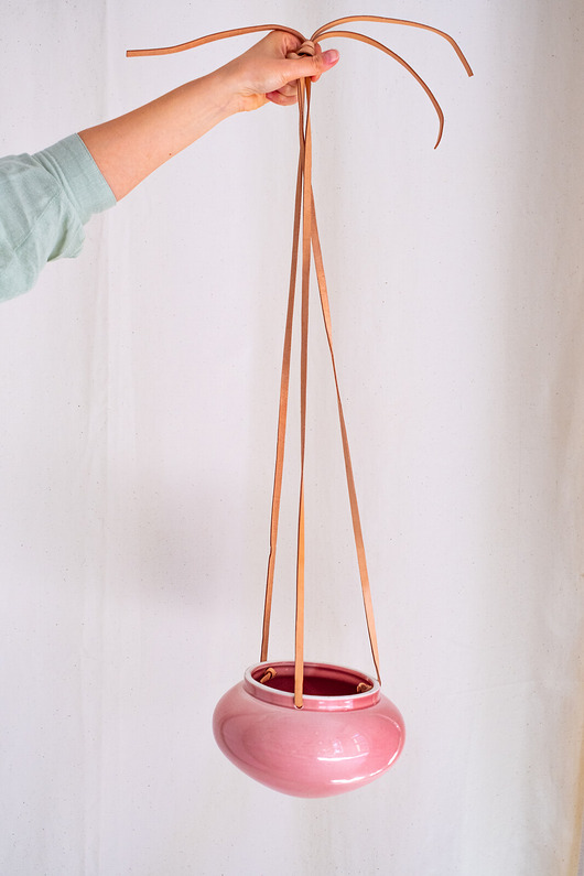 doniczki Osłonka OVAL na rzemyku (jasny róż)