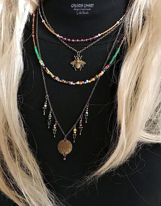 Boho styl. Wielokolorowy naszyjnik. Uroczy Galeria Limart
