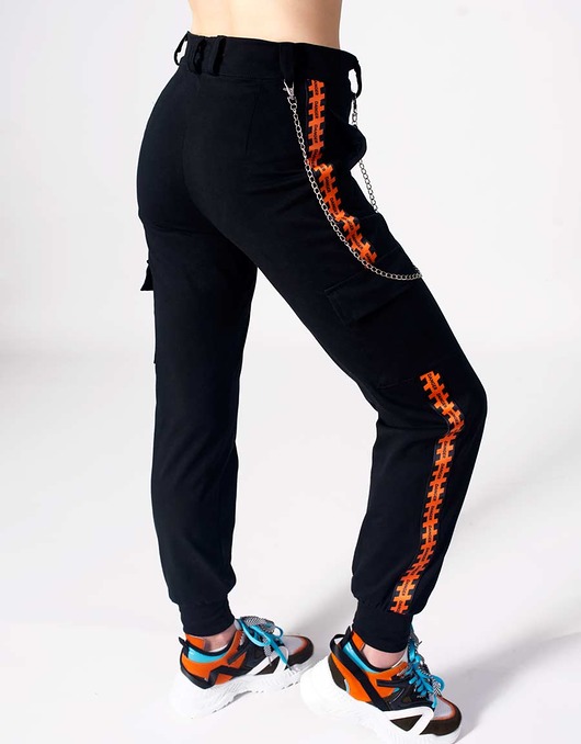 spodnie materiałowe damskie Spodnie damskie z widocznym zamkiem Danger