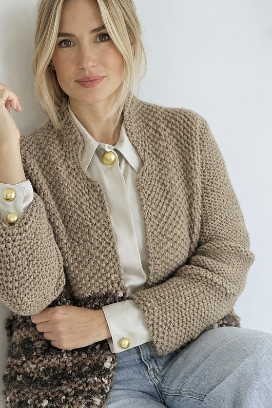 kardigany damskie Kardigan Mika - szary beż