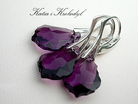 kryształ Swarovski Baroque Amethyst komplet Katia i krokodyl