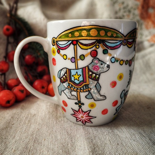 kubki Kubek świąteczny Karuzela retro