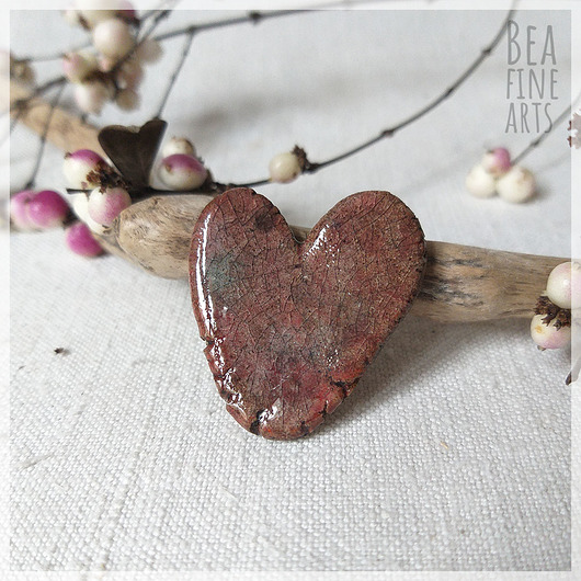 magnesy Ceramiczne mini serce - magnes rustykalny