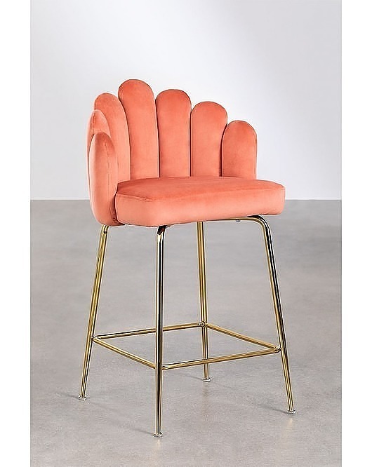 krzesła Krzesło Barowe Aksamitne Stołek Barowy Erin Terracota