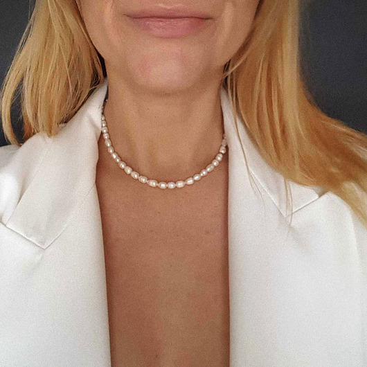 chokery Naszyjnik z pereł naturalnych classy