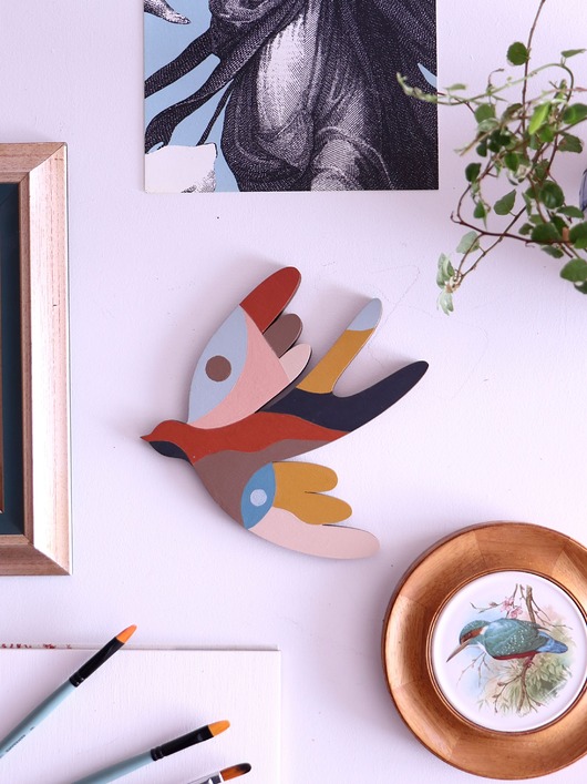 Ozdoby na ścianę Jaskółki drewniany dekor